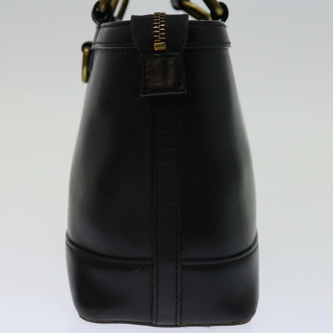 Burberry Hand Bag Leather Black Auth bs13097