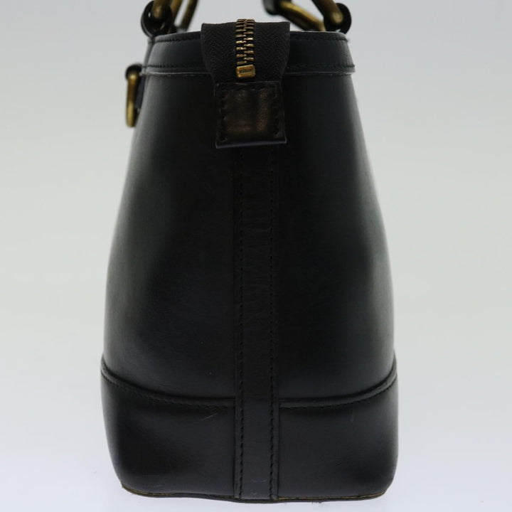 Burberry Hand Bag Leather Black Auth bs13097