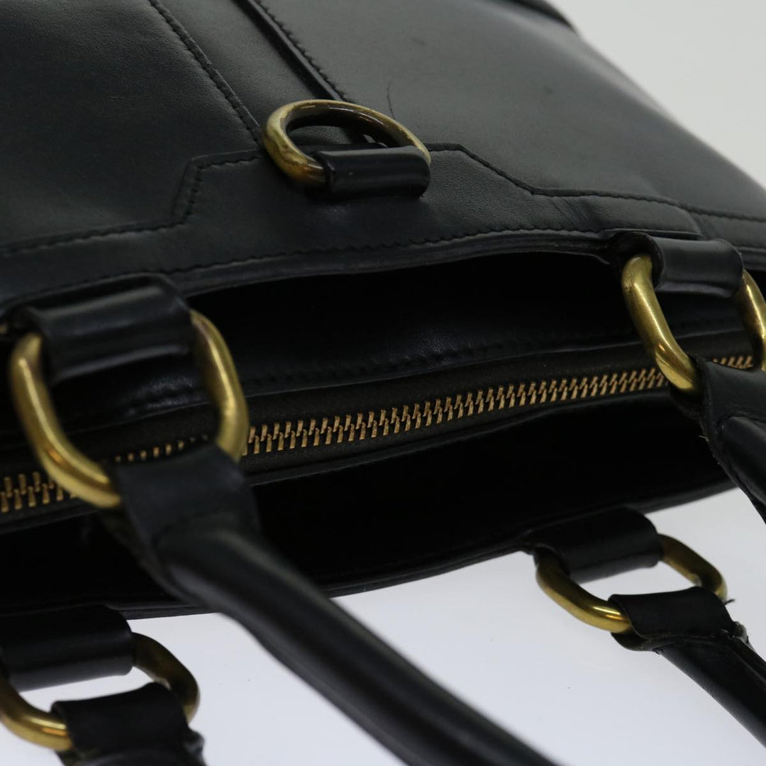 Burberry Hand Bag Leather Black Auth bs13097
