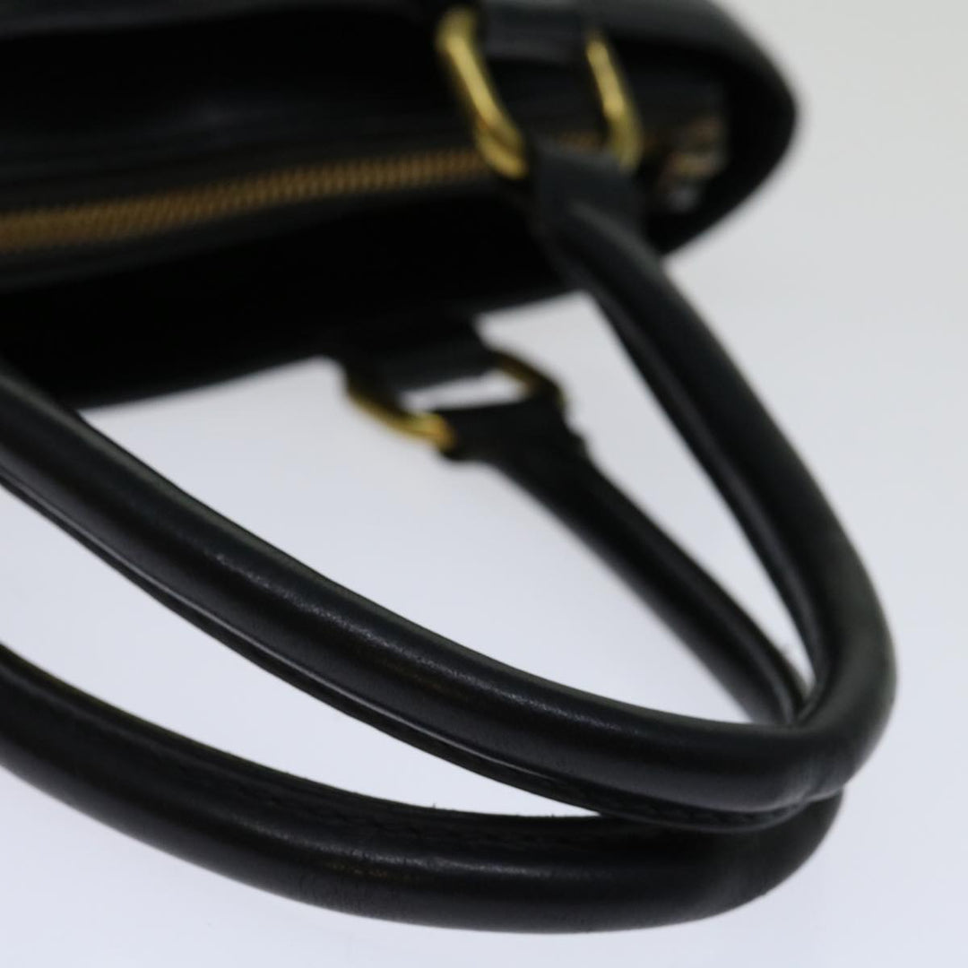 Burberry Hand Bag Leather Black Auth bs13097