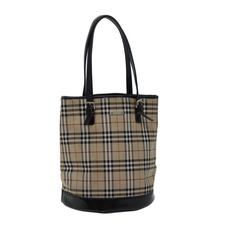 BurberrySs Nova Check Blue Label Shoulder Bag Canvas Beige Auth bs13180