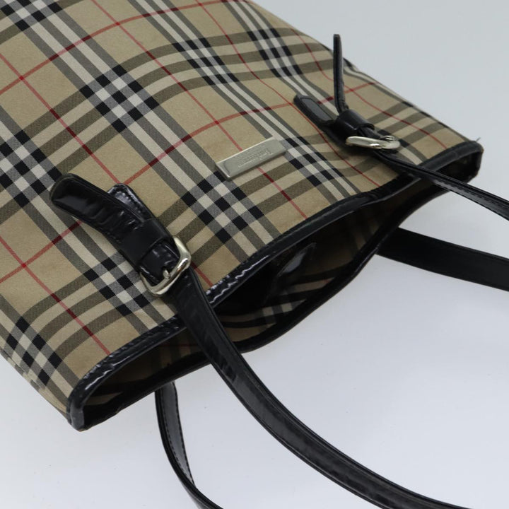 BurberrySs Nova Check Blue Label Shoulder Bag Canvas Beige Auth bs13180