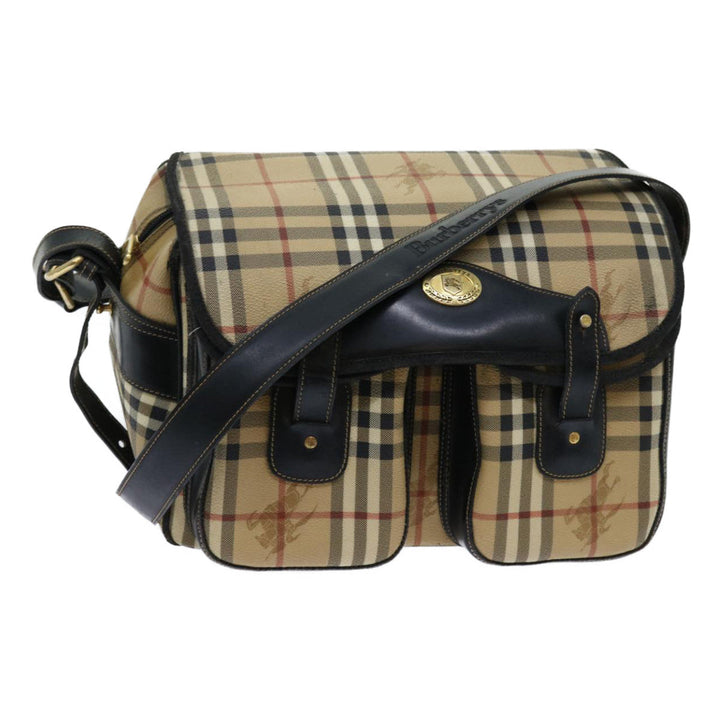BURBERRYSs Nova Check Shoulder Bag PVC Beige Auth bs13226