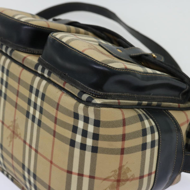 BURBERRYSs Nova Check Shoulder Bag PVC Beige Auth bs13226