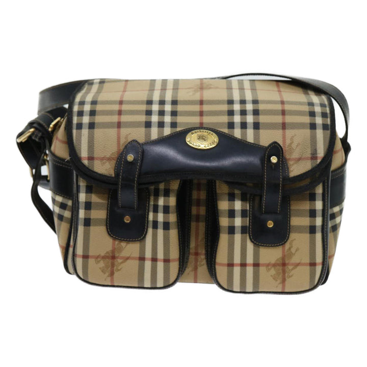 BURBERRYSs Nova Check Shoulder Bag PVC Beige Auth bs13226