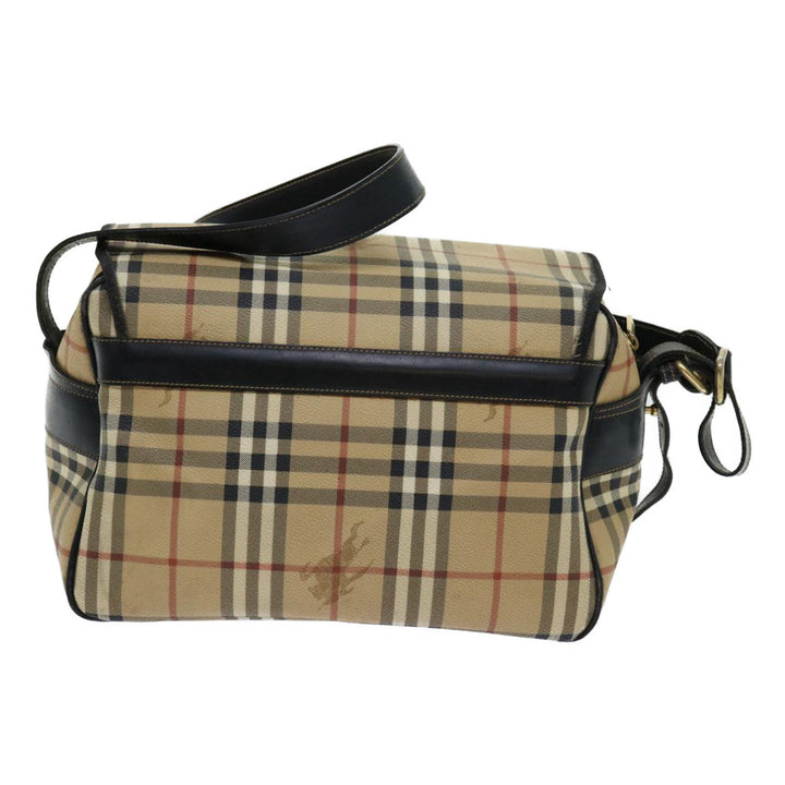 BURBERRYSs Nova Check Shoulder Bag PVC Beige Auth bs13226