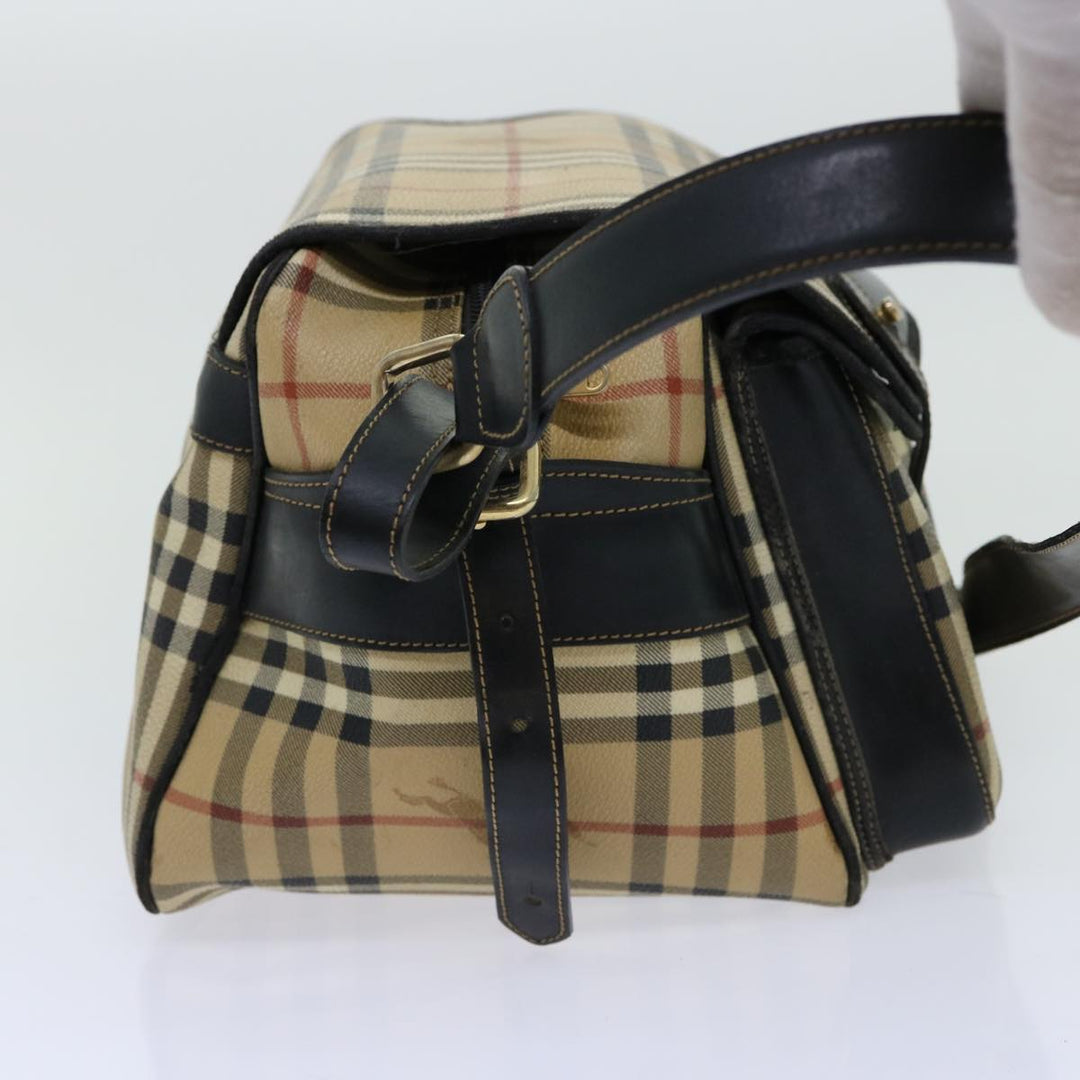BURBERRYSs Nova Check Shoulder Bag PVC Beige Auth bs13226
