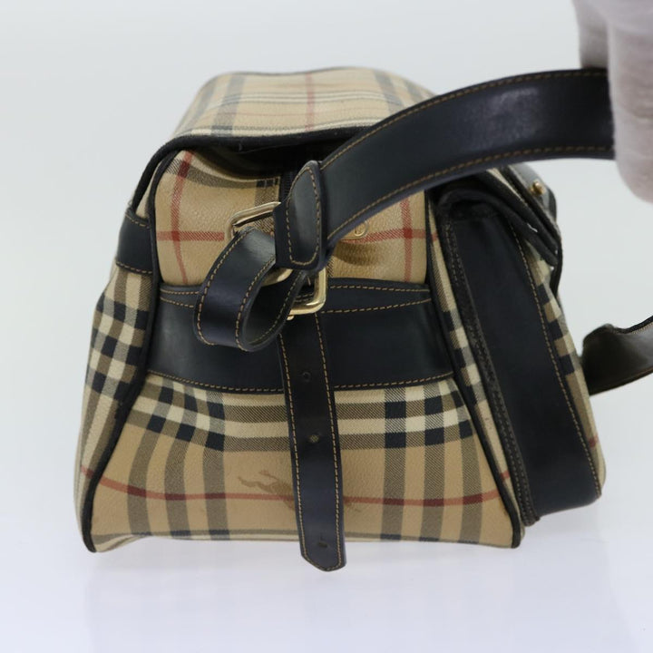 BURBERRYSs Nova Check Shoulder Bag PVC Beige Auth bs13226