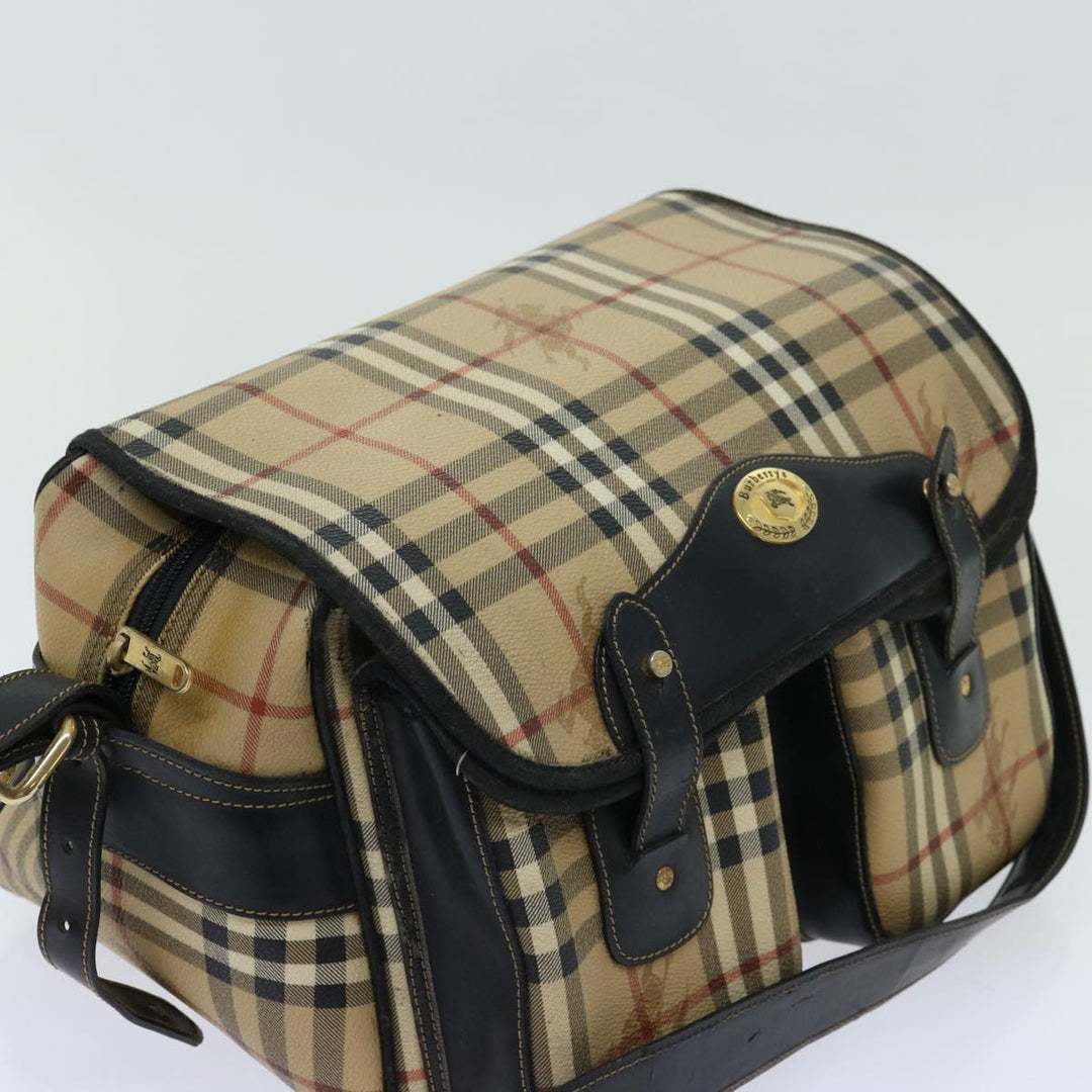 BURBERRYSs Nova Check Shoulder Bag PVC Beige Auth bs13226