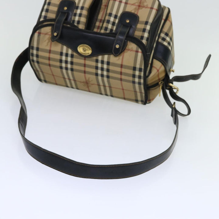 BURBERRYSs Nova Check Shoulder Bag PVC Beige Auth bs13226