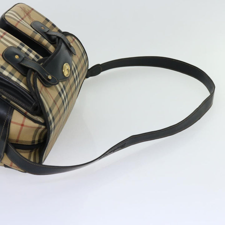 BURBERRYSs Nova Check Shoulder Bag PVC Beige Auth bs13226