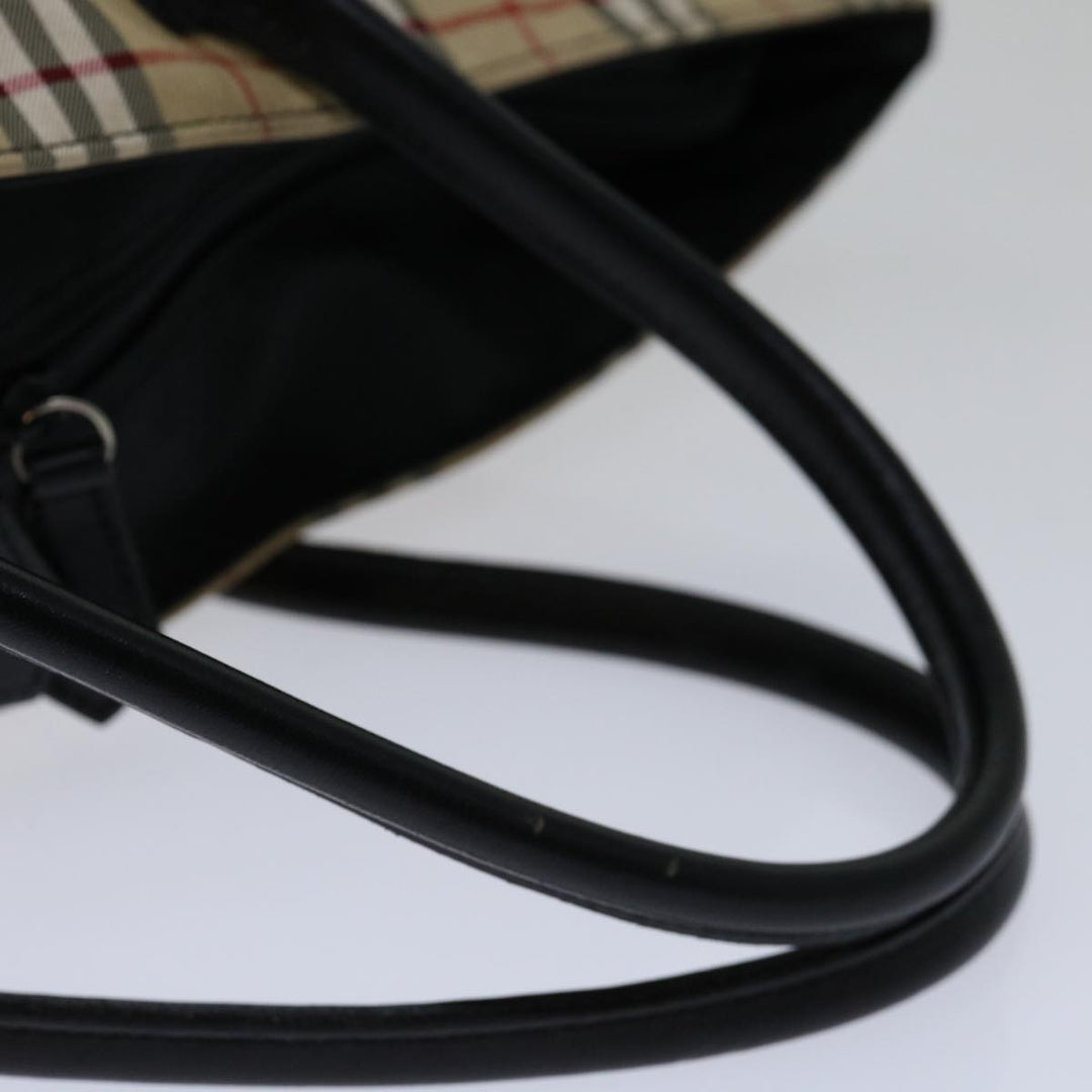 BurberrySs Nova Check Blue Label Hand Bag Nylon Beige Auth bs13235