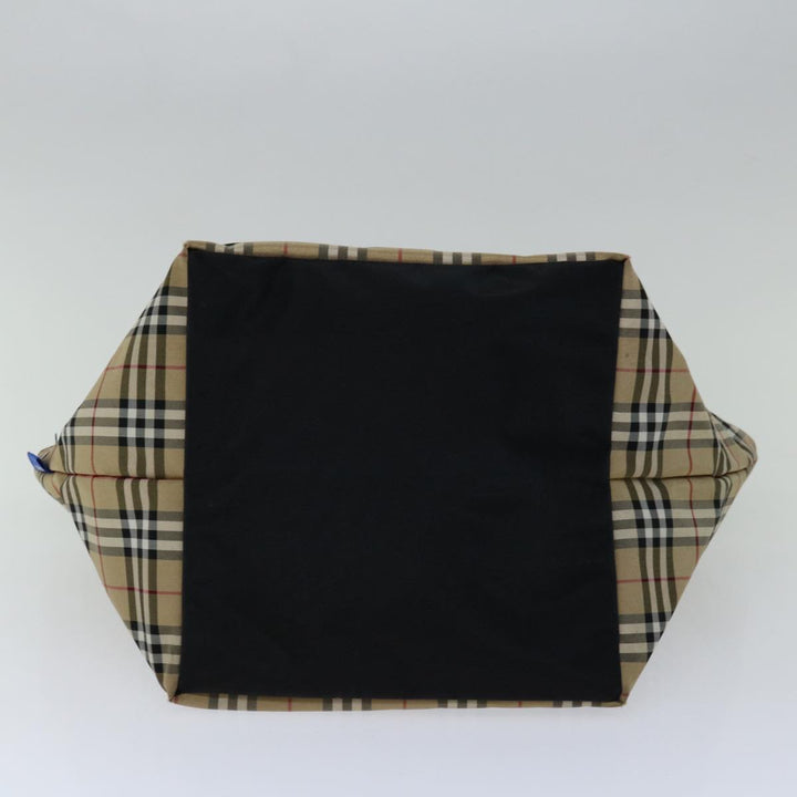 BurberrySs Nova Check Blue Label Hand Bag Nylon Beige Auth bs13235