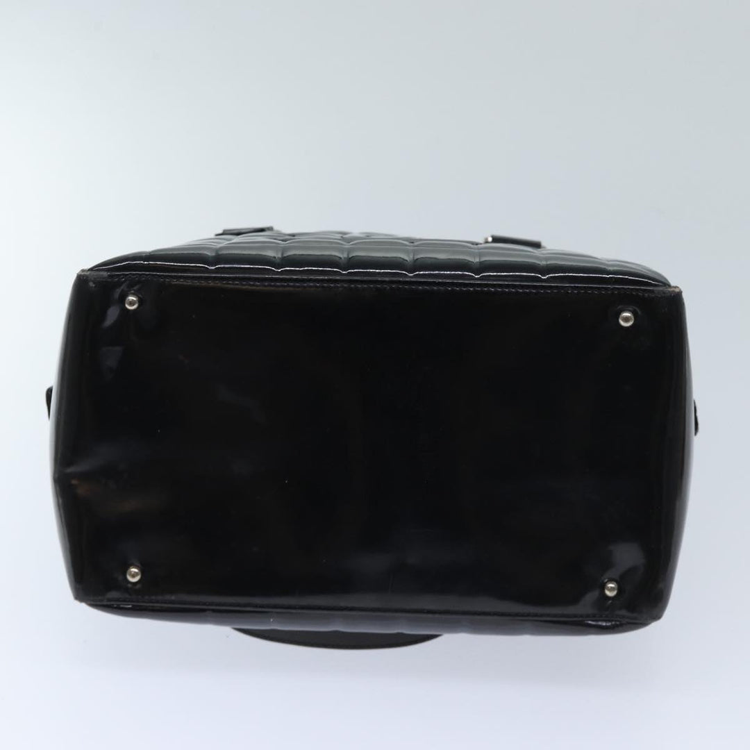 Top Quality Chanel COCO Mark Choco Bar Hand Bag Patent leather Black CC Auth bs13238