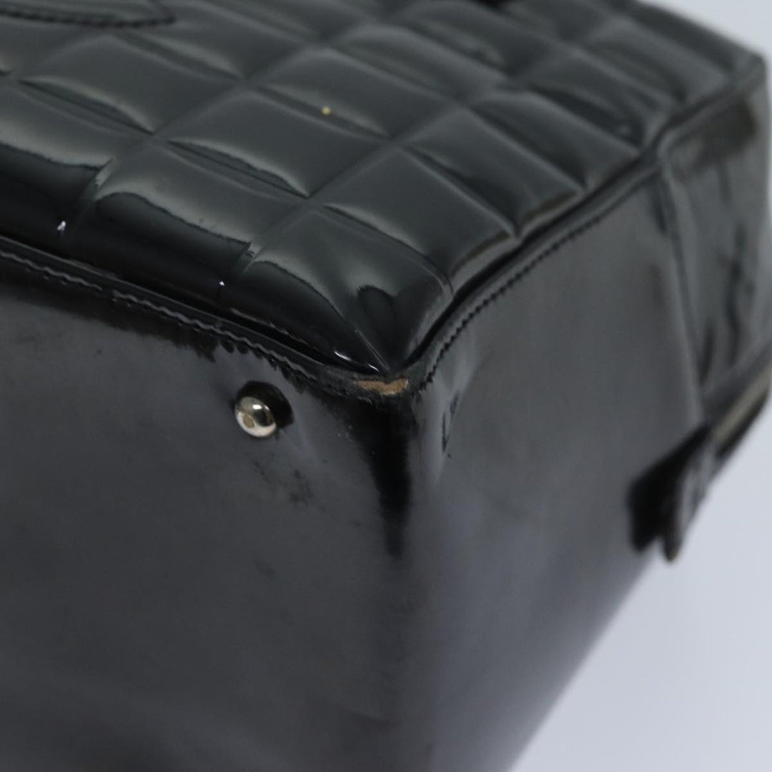 Top Quality Chanel COCO Mark Choco Bar Hand Bag Patent leather Black CC Auth bs13238