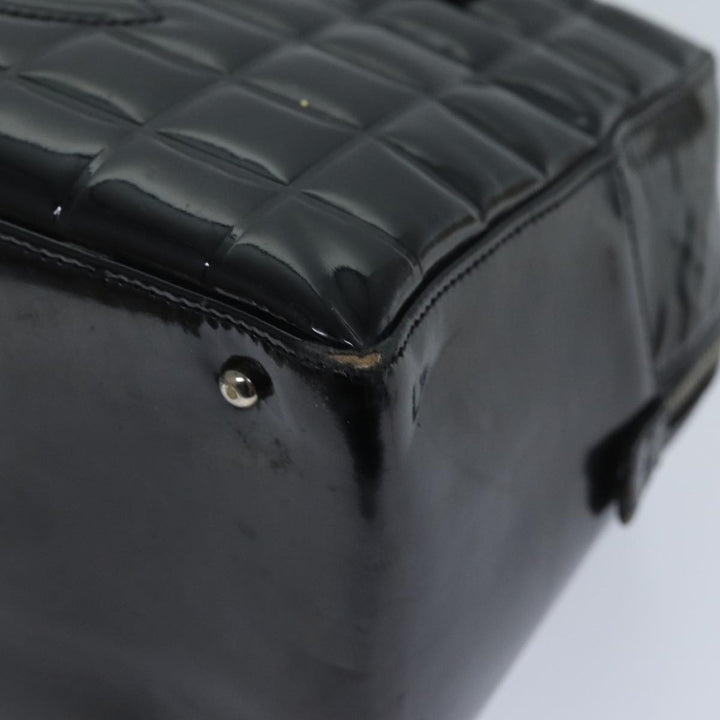 Top Quality Chanel COCO Mark Choco Bar Hand Bag Patent leather Black CC Auth bs13238