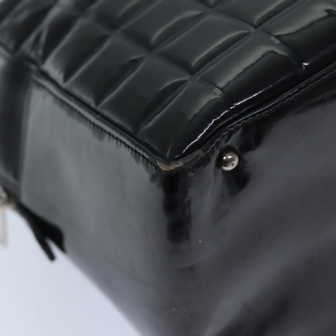 Top Quality Chanel COCO Mark Choco Bar Hand Bag Patent leather Black CC Auth bs13238
