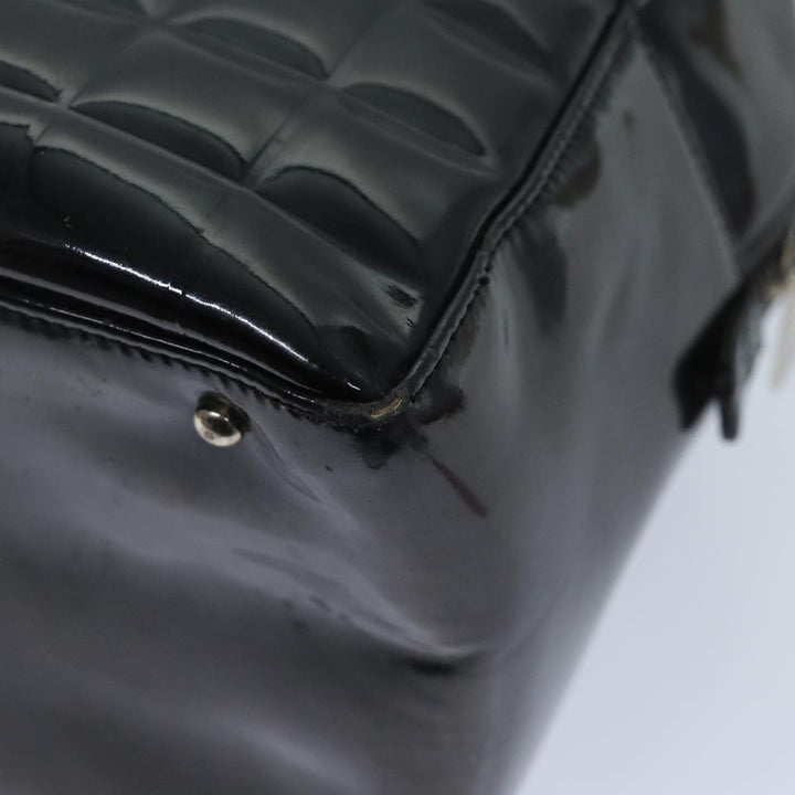 Top Quality Chanel COCO Mark Choco Bar Hand Bag Patent leather Black CC Auth bs13238