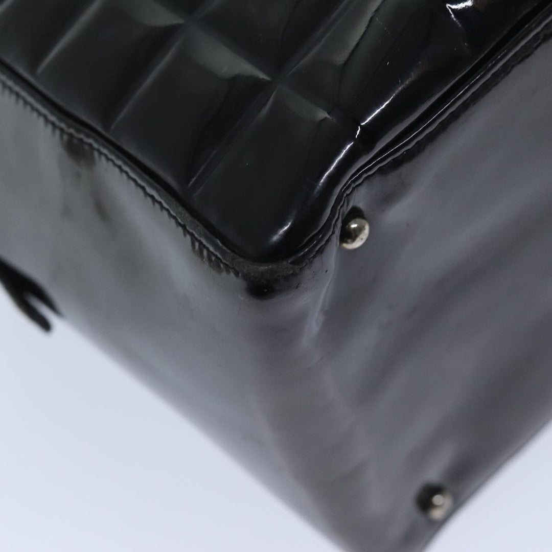 Top Quality Chanel COCO Mark Choco Bar Hand Bag Patent leather Black CC Auth bs13238