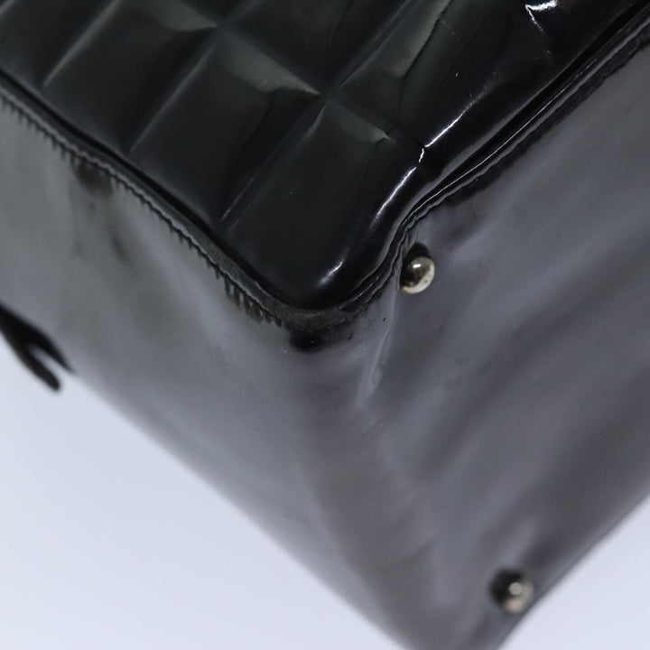 Top Quality Chanel COCO Mark Choco Bar Hand Bag Patent leather Black CC Auth bs13238