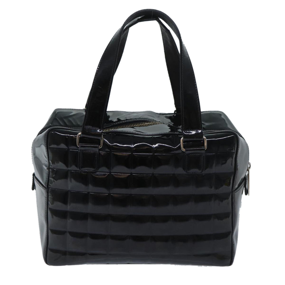 Top Quality Chanel COCO Mark Choco Bar Hand Bag Patent leather Black CC Auth bs13238