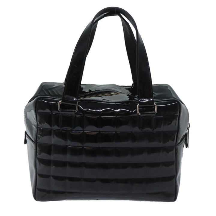Top Quality Chanel COCO Mark Choco Bar Hand Bag Patent leather Black CC Auth bs13238