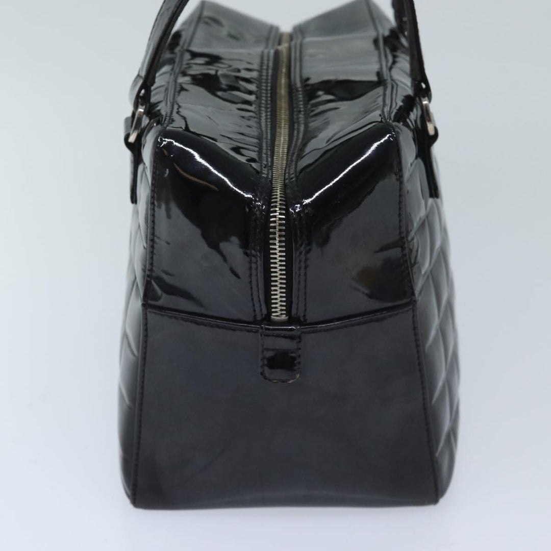 Top Quality Chanel COCO Mark Choco Bar Hand Bag Patent leather Black CC Auth bs13238