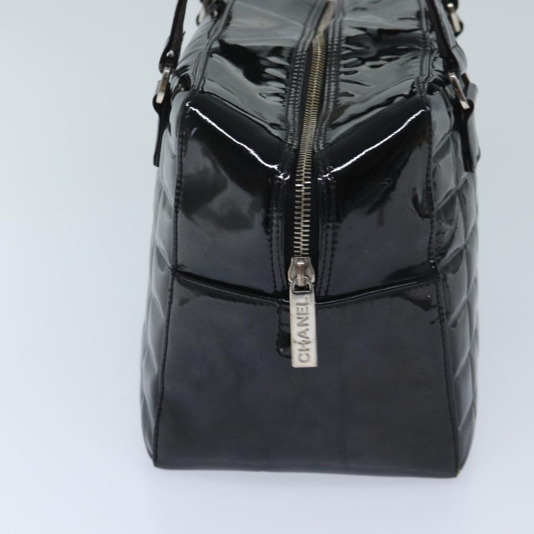 Top Quality Chanel COCO Mark Choco Bar Hand Bag Patent leather Black CC Auth bs13238