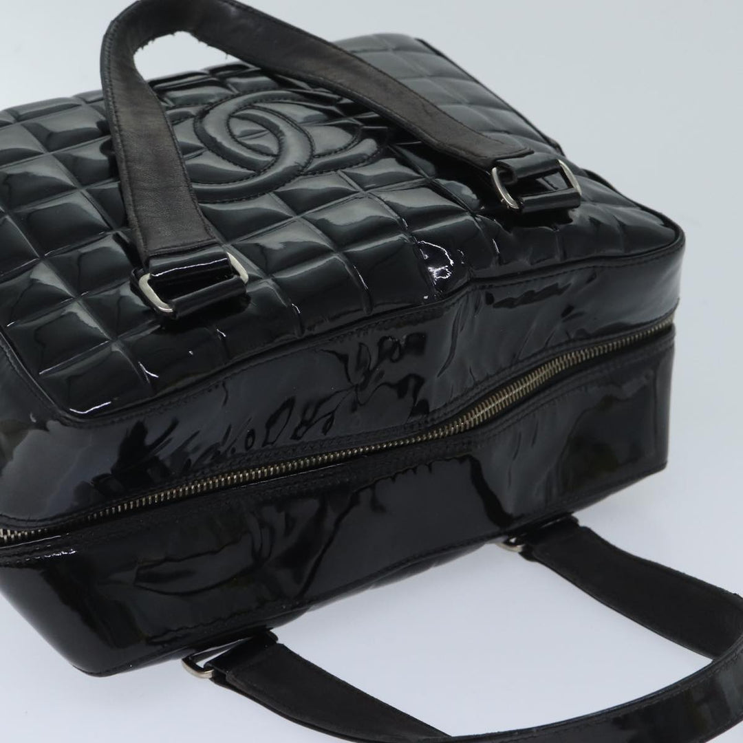 Top Quality Chanel COCO Mark Choco Bar Hand Bag Patent leather Black CC Auth bs13238