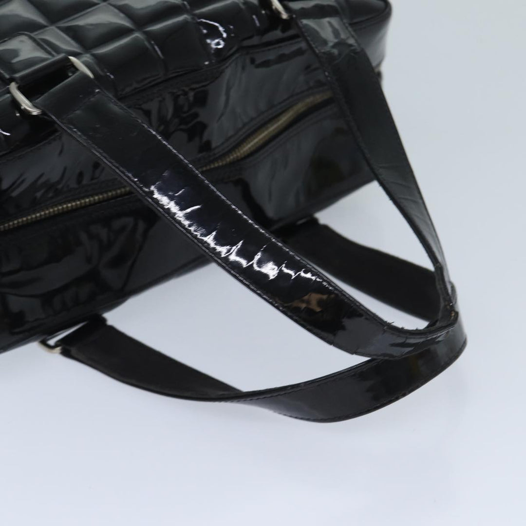 Top Quality Chanel COCO Mark Choco Bar Hand Bag Patent leather Black CC Auth bs13238