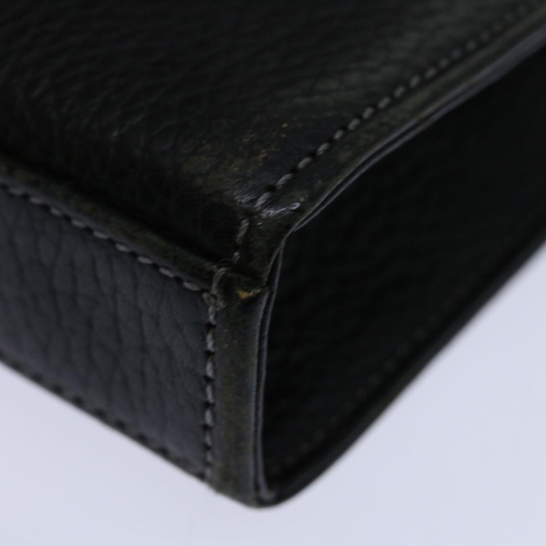 Burberry Clutch Bag Leather Black Auth bs13248