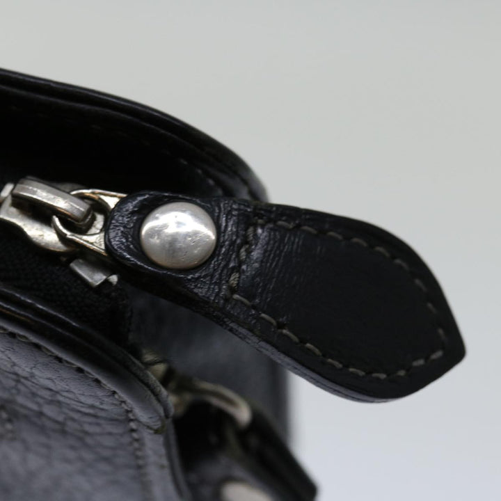 Burberry Clutch Bag Leather Black Auth bs13248