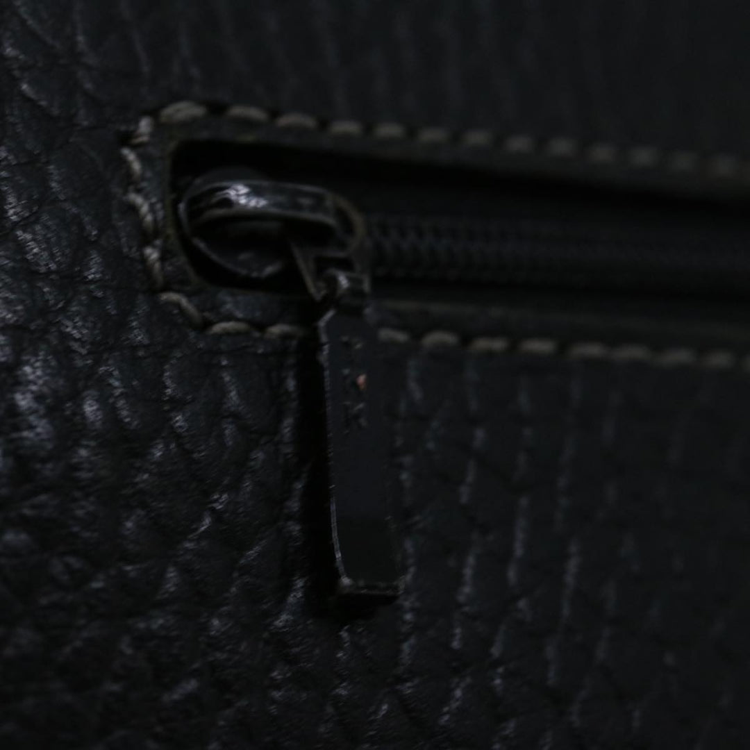 Burberry Clutch Bag Leather Black Auth bs13248