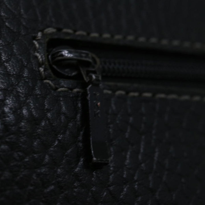 Burberry Clutch Bag Leather Black Auth bs13248
