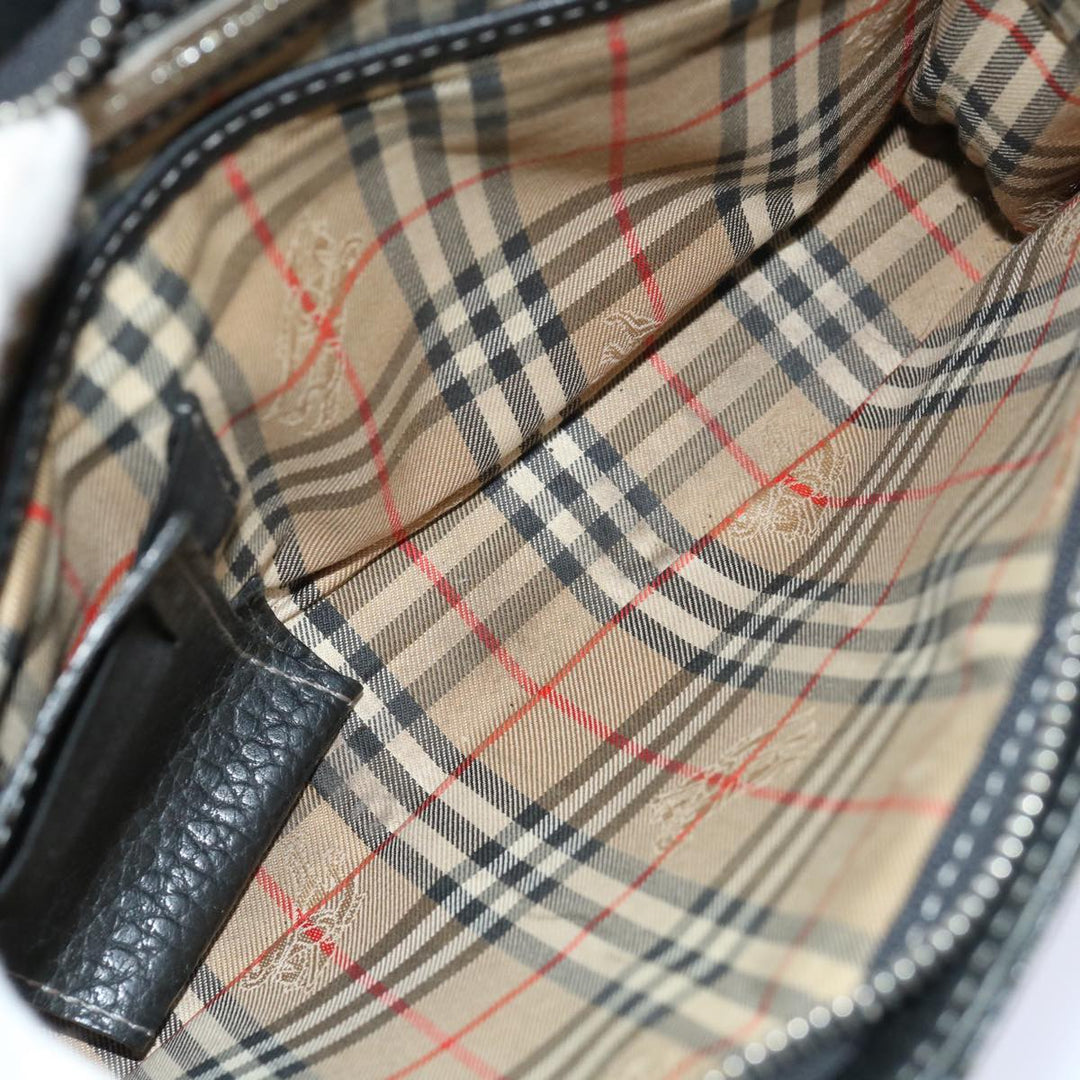 Burberry Clutch Bag Leather Black Auth bs13248