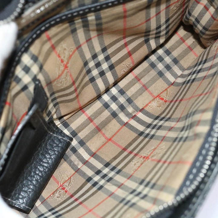 Burberry Clutch Bag Leather Black Auth bs13248