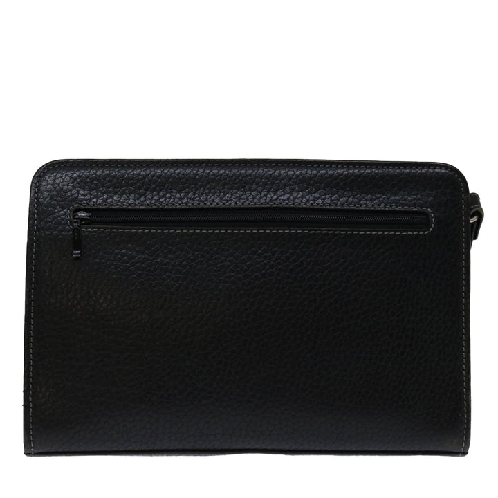 Burberry Clutch Bag Leather Black Auth bs13248