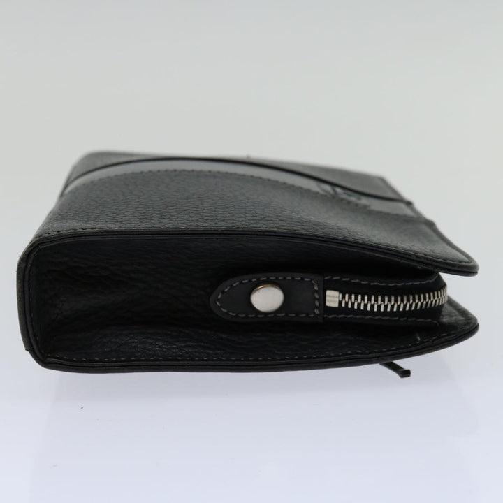 Burberry Clutch Bag Leather Black Auth bs13248