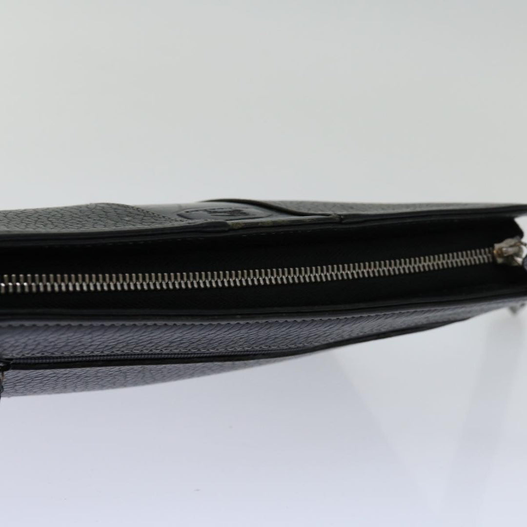 Burberry Clutch Bag Leather Black Auth bs13248