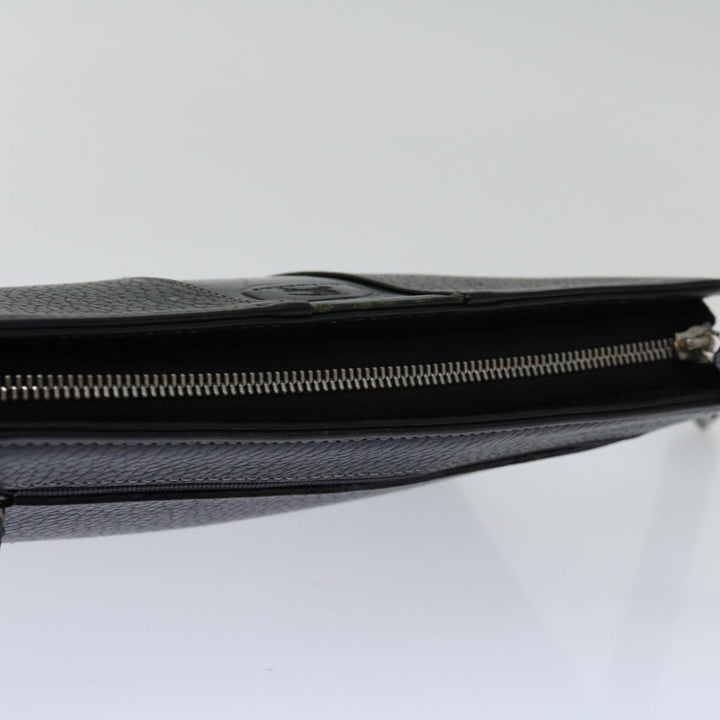 Burberry Clutch Bag Leather Black Auth bs13248