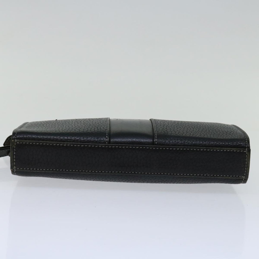 Burberry Clutch Bag Leather Black Auth bs13248