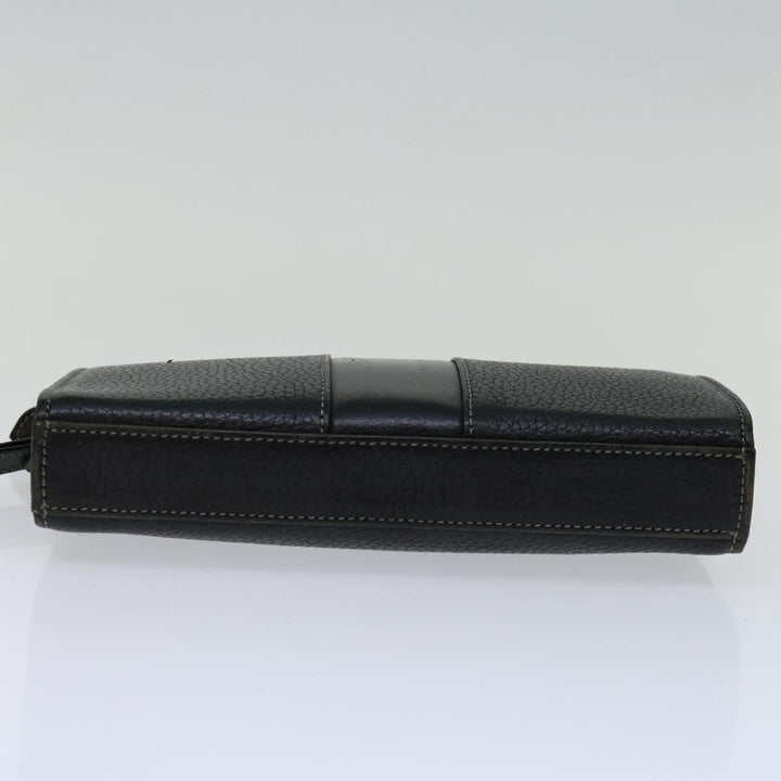 Burberry Clutch Bag Leather Black Auth bs13248