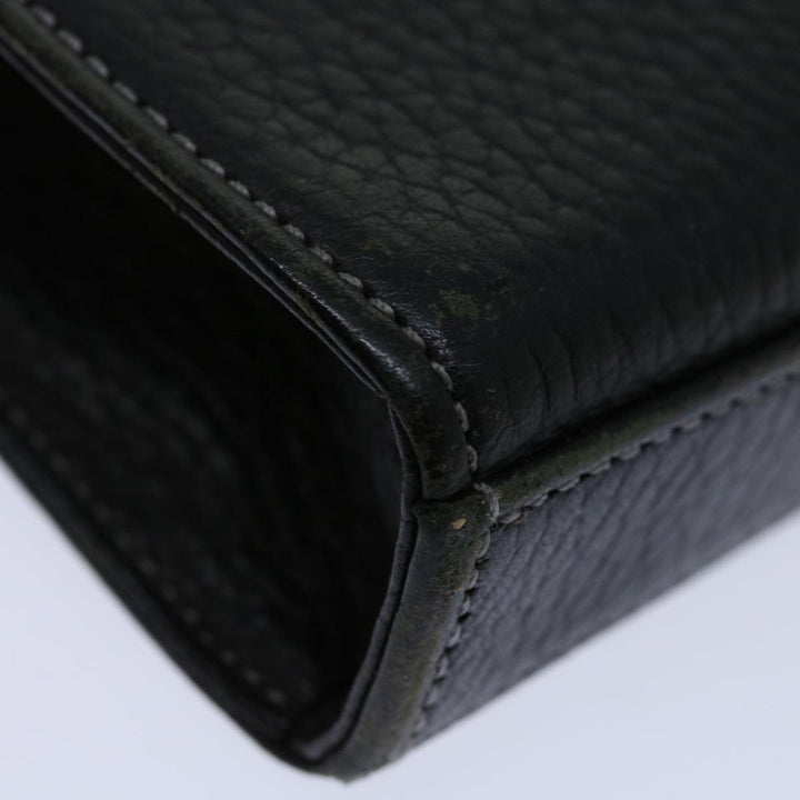 Burberry Clutch Bag Leather Black Auth bs13248