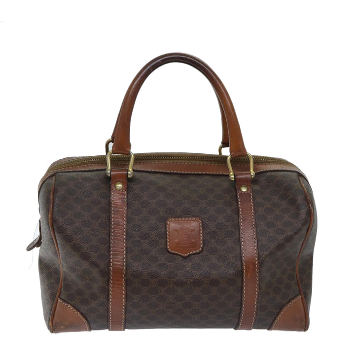 Celine Macadam Canvas Boston Bag PVC Brown Auth bs13254