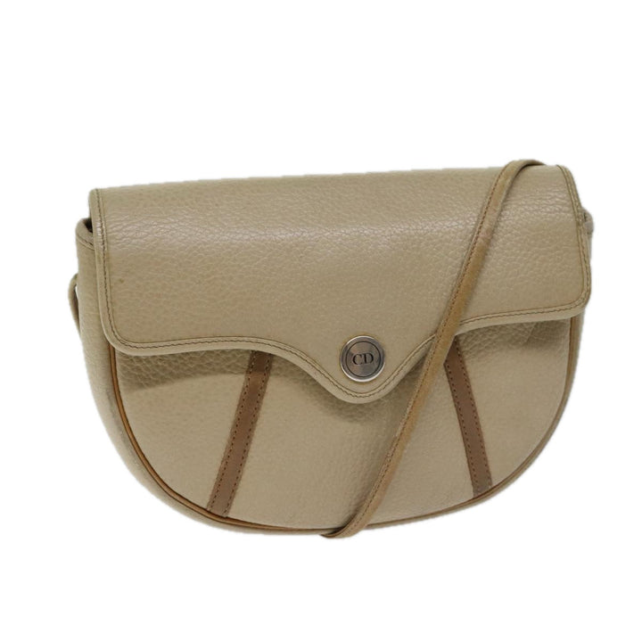 CHRISTIAN Top quality Dior Shoulder Bag Leather Beige Auth bs13271