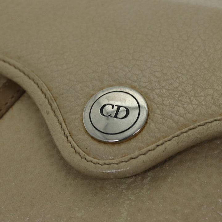 CHRISTIAN Top quality Dior Shoulder Bag Leather Beige Auth bs13271