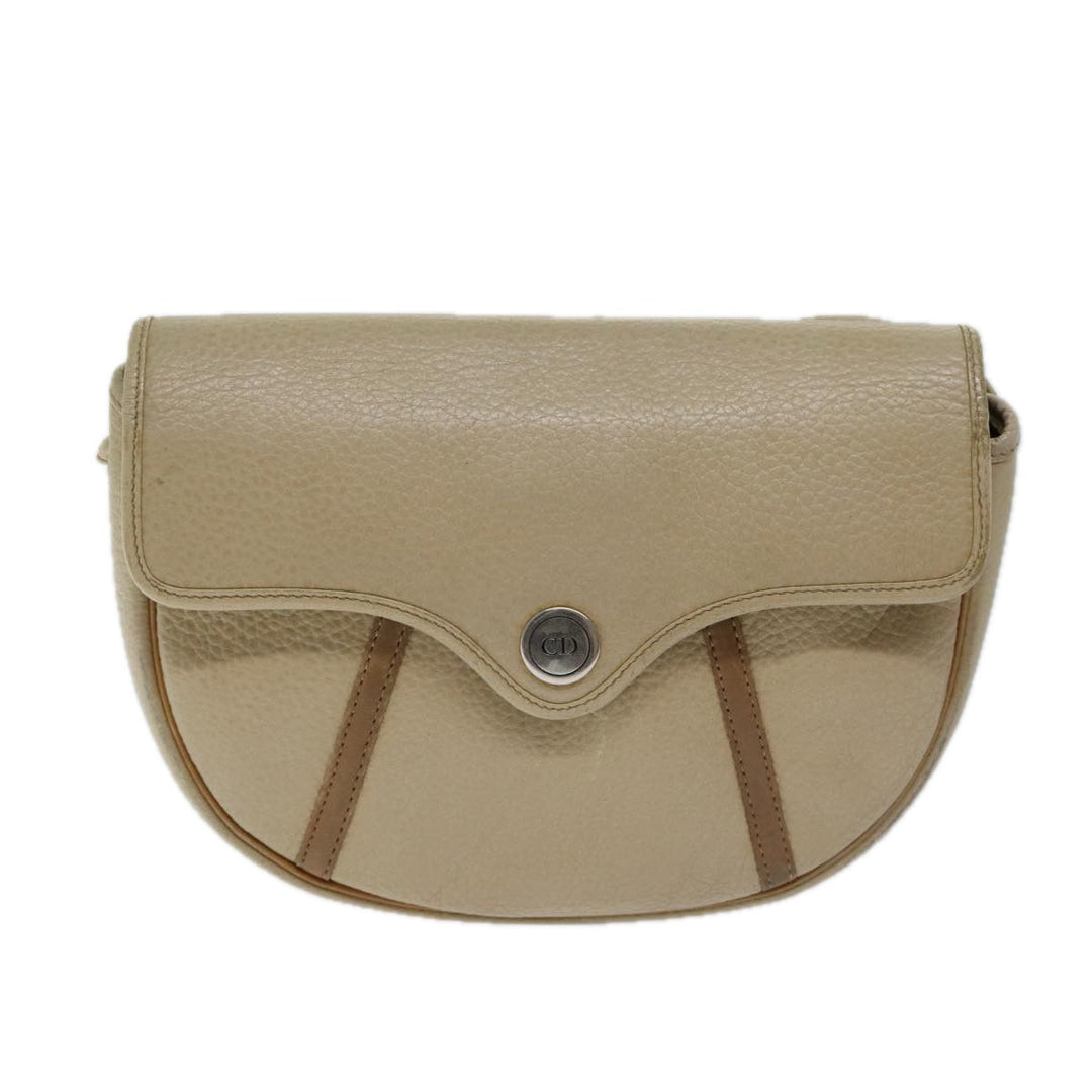 CHRISTIAN Top quality Dior Shoulder Bag Leather Beige Auth bs13271