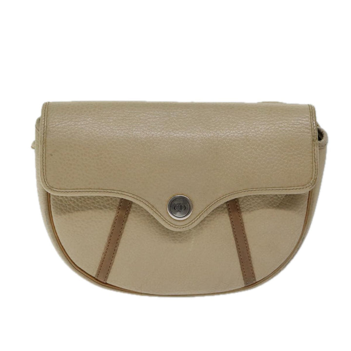 CHRISTIAN Top quality Dior Shoulder Bag Leather Beige Auth bs13271