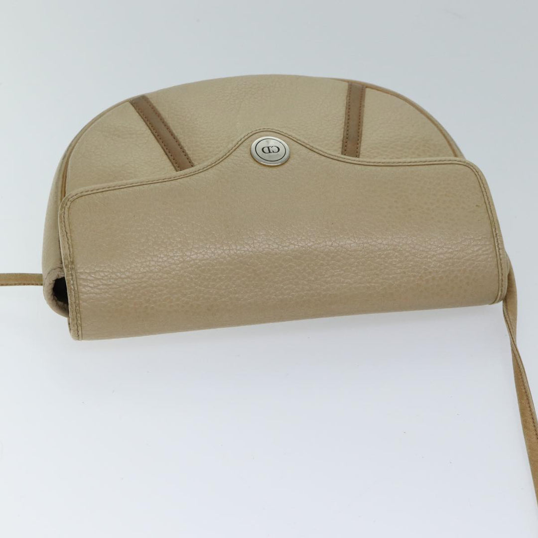 CHRISTIAN Top quality Dior Shoulder Bag Leather Beige Auth bs13271