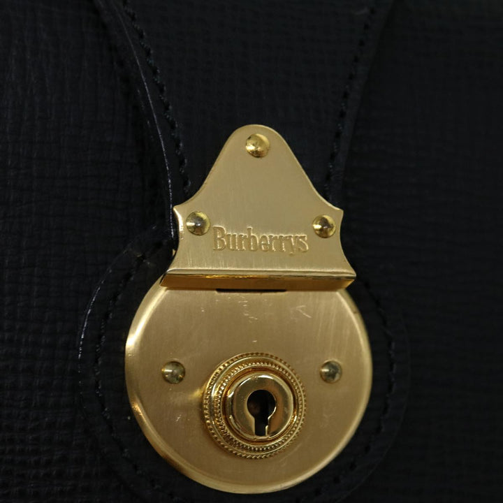 BURBERRYSs Hand Bag Leather Black Auth bs13277